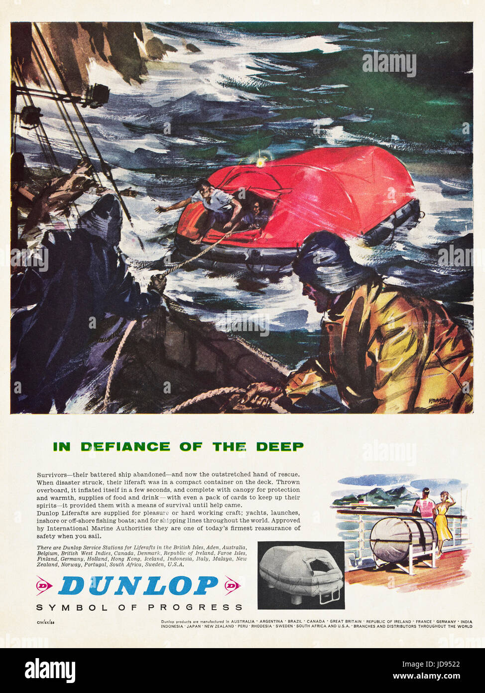 1960er Jahren Anzeige Werbung Dunlop Gummiprodukte im Magazin vom 5. Dezember 1960 Stockfoto