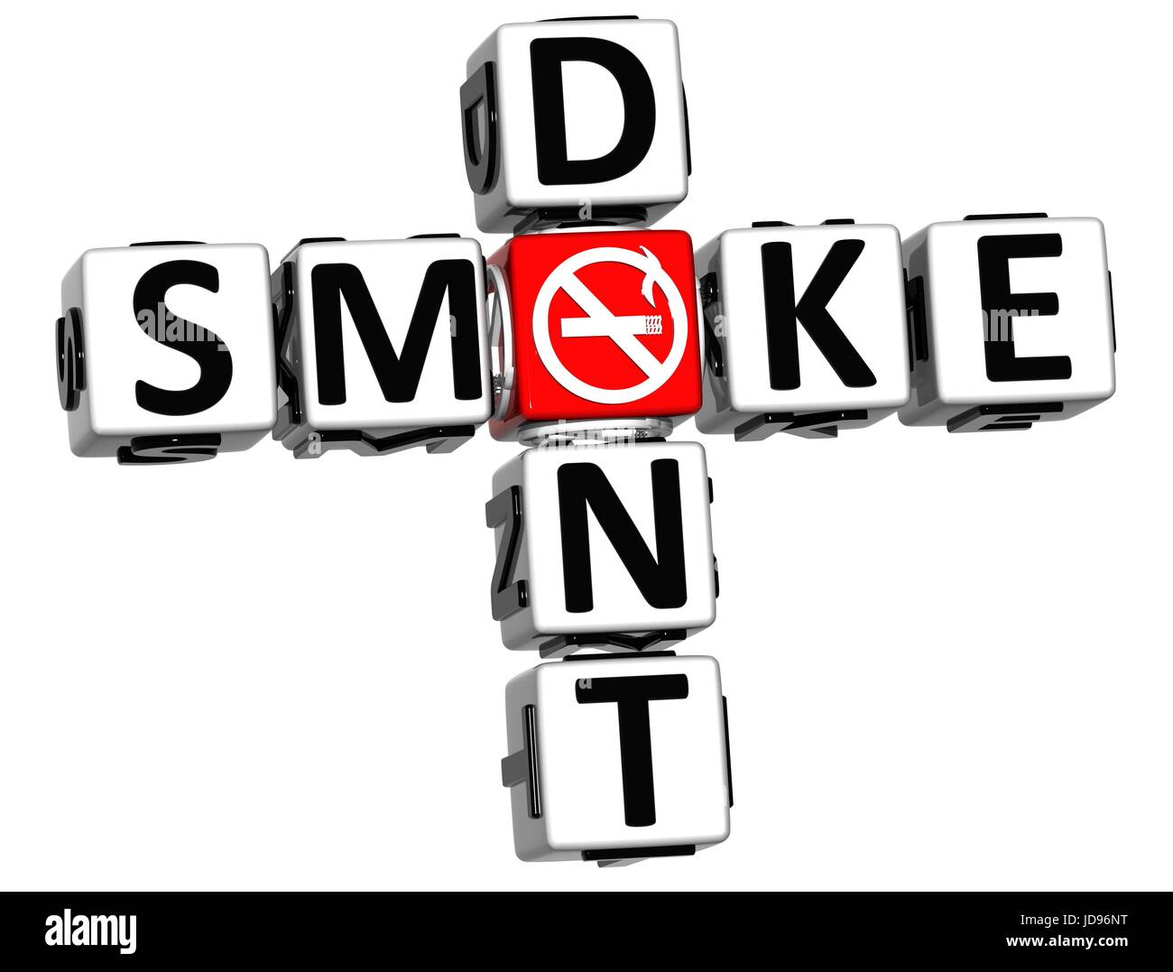 3D Dont Rauchen Kreuzworträtsel auf weißem Hintergrund Stockfoto