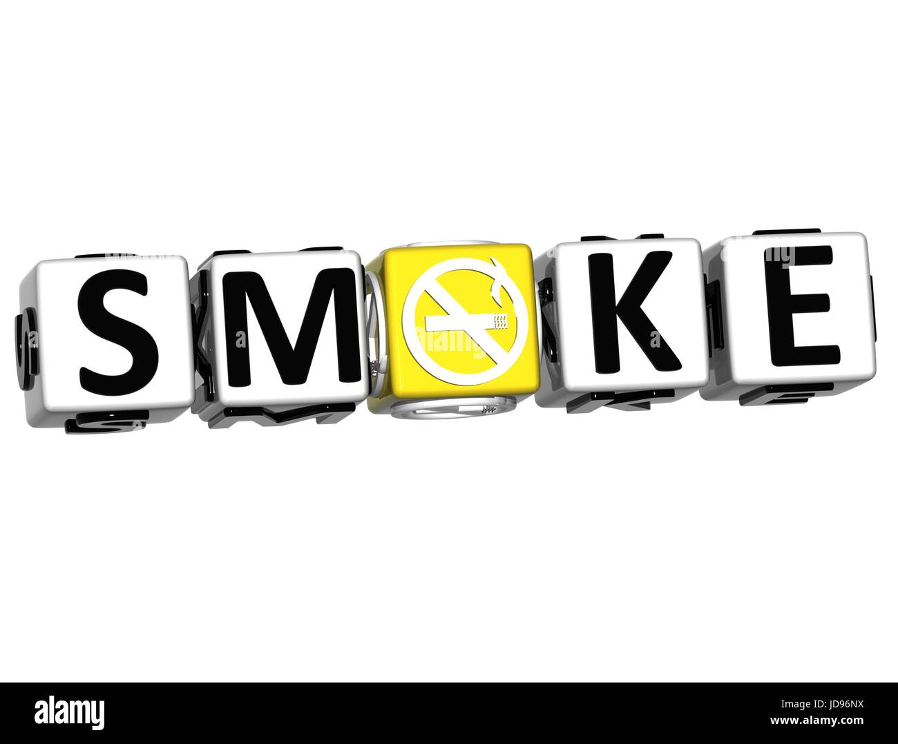 3D Dont Rauchen Kreuzworträtsel auf weißem Hintergrund Stockfoto