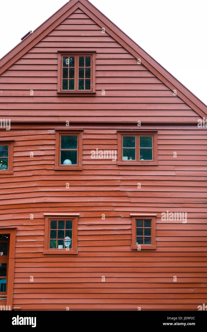 BERGEN, Norwegen - 2. Juni 2017: Innenraum des hanseatischen Quartier. Eine typische Ecke Stockfoto