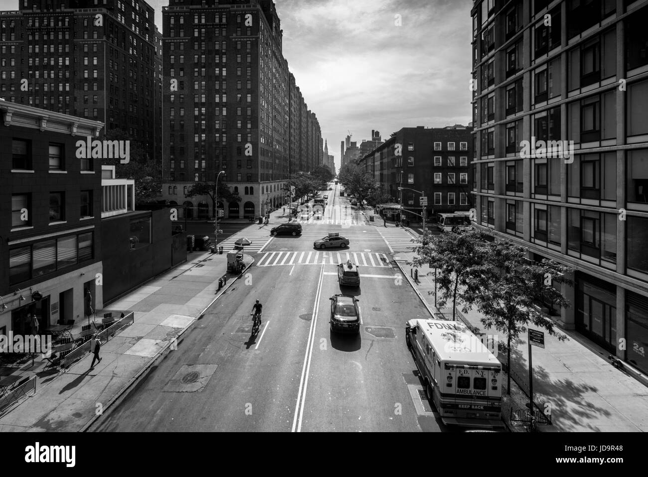 New York City Street Szene, schwarz und weiß, New York, USA. 2016 Großstadt Vereinigte Staaten von Amerika Stockfoto