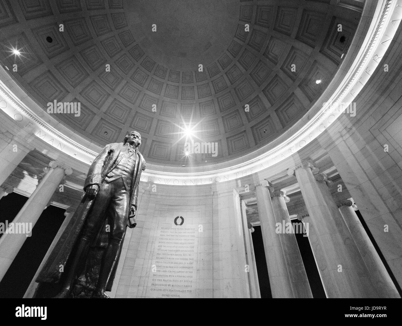 Thomas Jefferson Memorial, Washington DC, USA, Vereinigte Staaten von Amerika, schwarz und weiß. Hauptstadt Washington Usa 2016 fallen Stockfoto