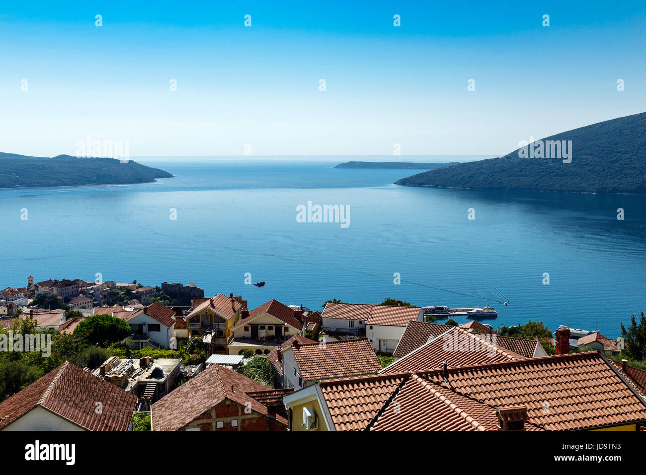 Kotor Bucht Seascape, Montenegro Stockfoto