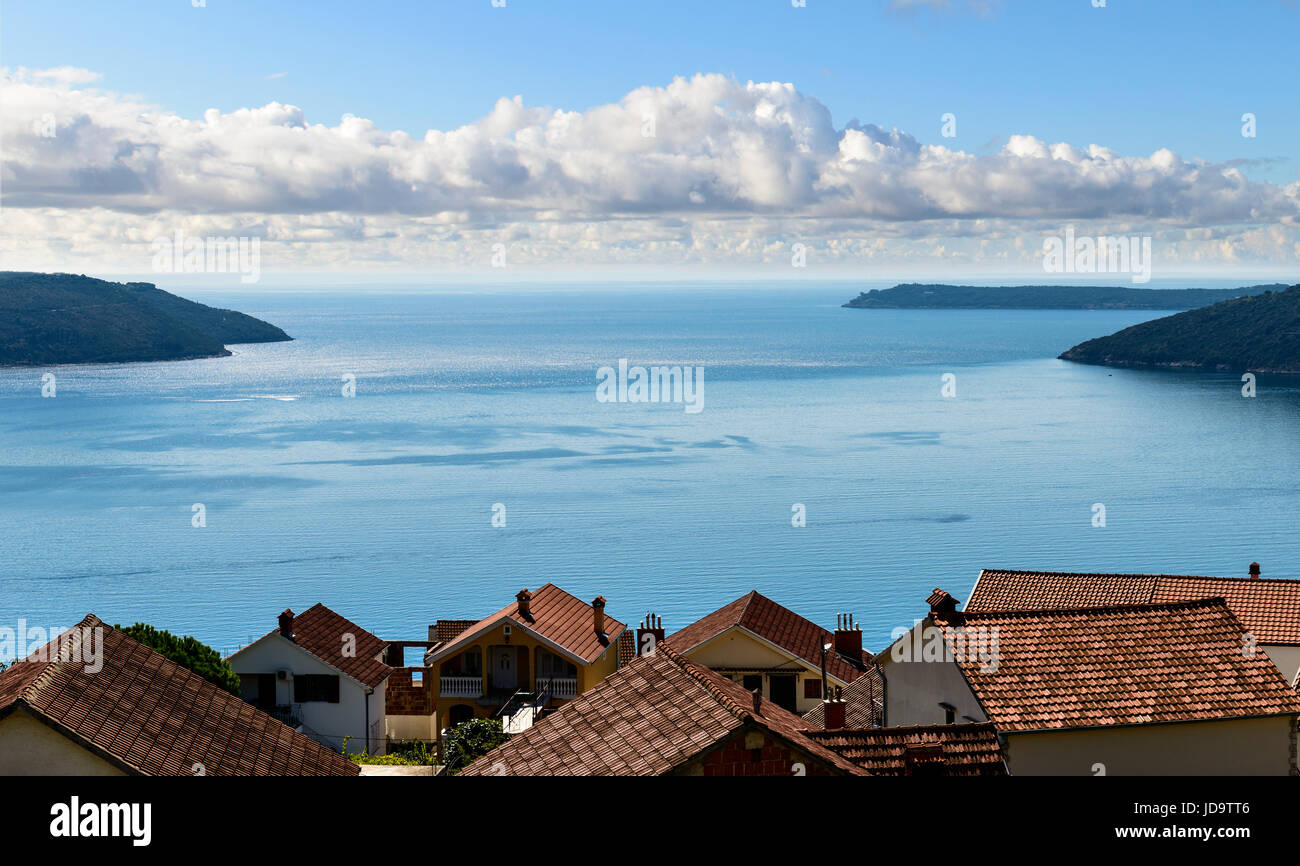 Kotor Bucht Seascape, Herceg Novi, Montenegro, Balkan, Europa Stockfoto