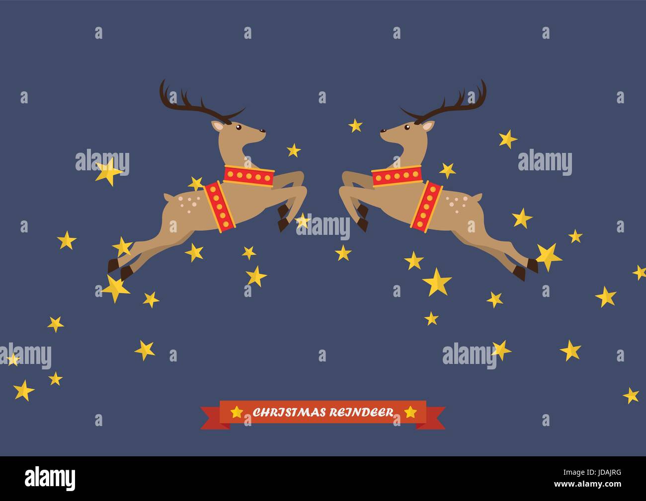 Weihnachten Rentier-Vektor-Illustration. Weihnachtsgrußkarte Stock