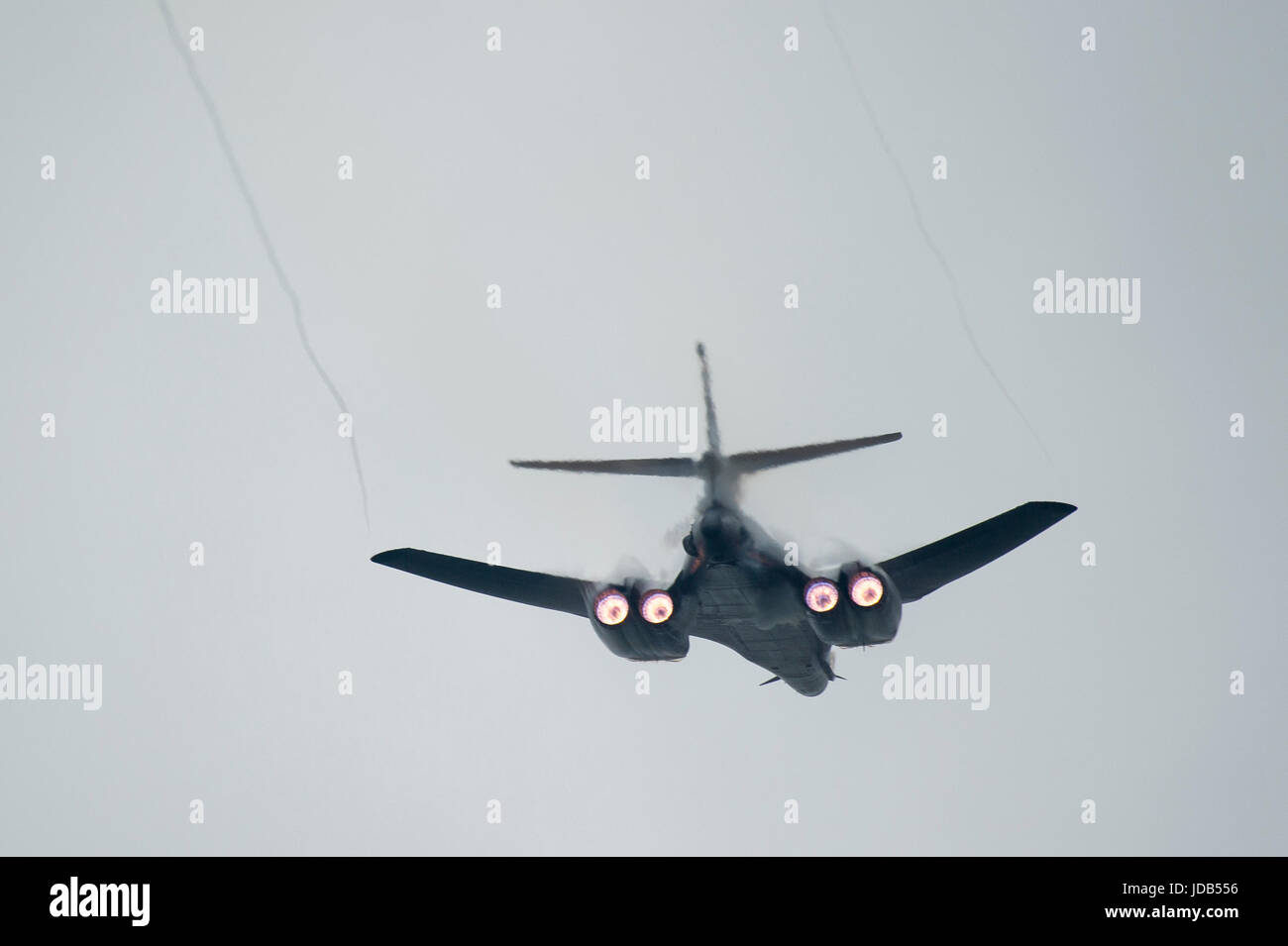 Eine amerikanische schwere Überschall strategischer Bomber Rockwell b-1 Lancer während der 45. Ausgabe des BALTIC OPERATIONS Übung BALTOPS 2017 in Ustka, Polen Stockfoto