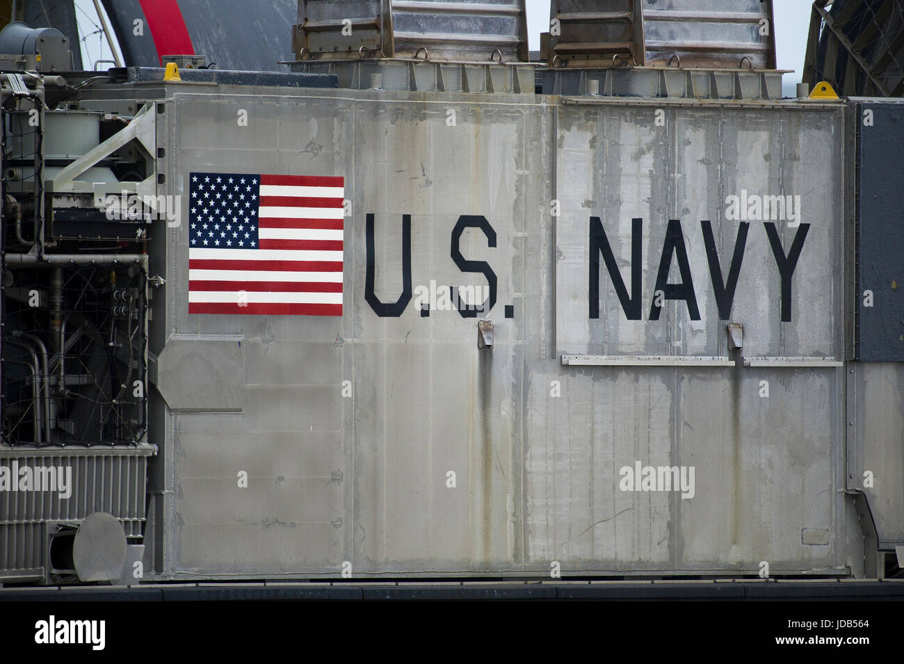 Eine amerikanische Landing Craft Air Cushion LCAC 87 während der 45. Ausgabe der Übung BALTOPS 2017 BALTIC OPERATIONS in Ustka, Polen, 14. Juni 2017 © Wojc Stockfoto