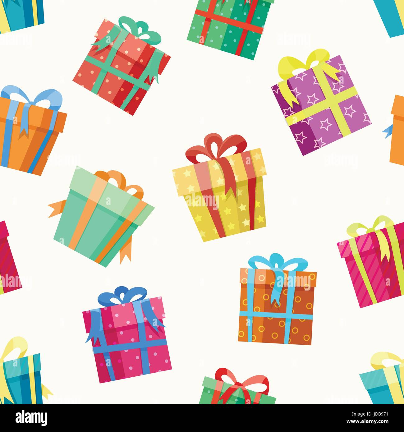Geschenk Box bunte Musterdesign mit weißem Hintergrund. Alles Gute zum Geburtstag-Vektor-Muster-illustration Stock Vektor