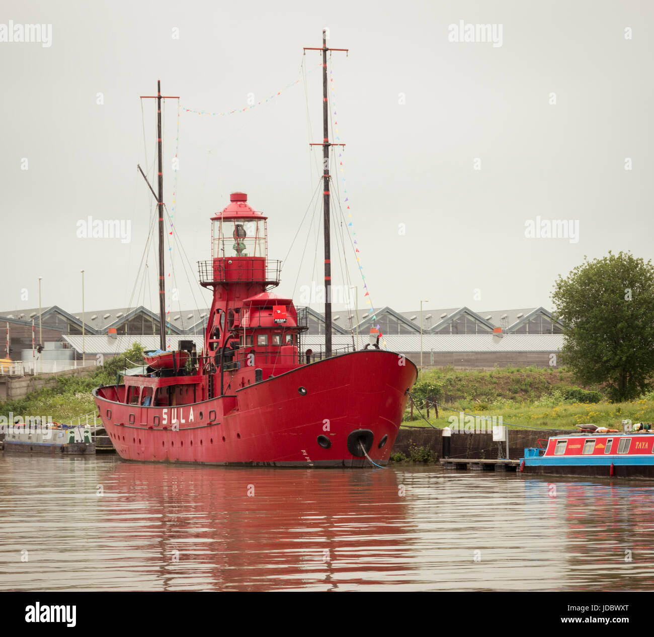 Rote Schiff in Gloucester Docks Stockfoto