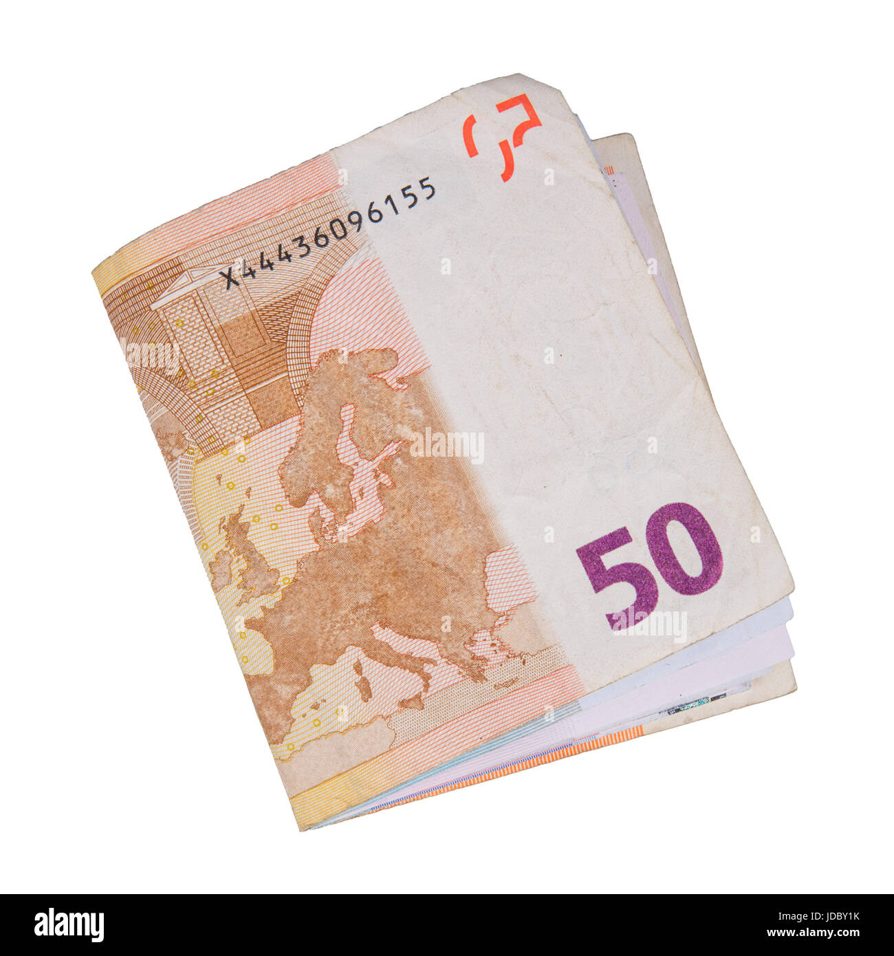 50 Euro-Banknote zu isolieren, auf weißem Hintergrund Stockfoto