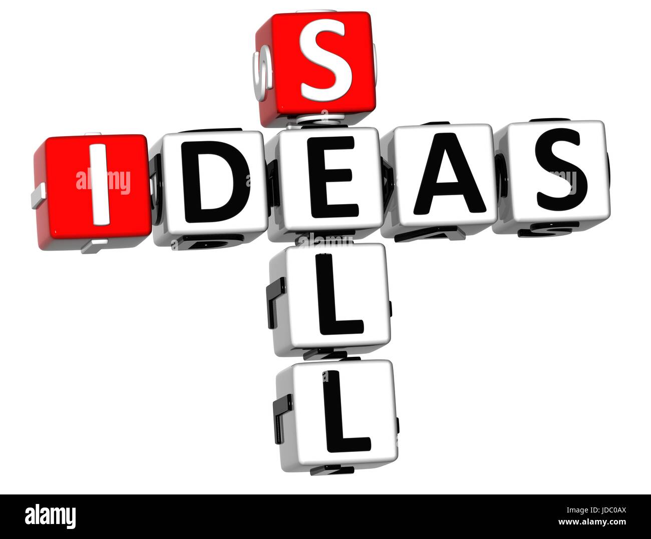 3D verkaufen Ideen Kreuzworträtsel auf weißem Hintergrund Stockfoto