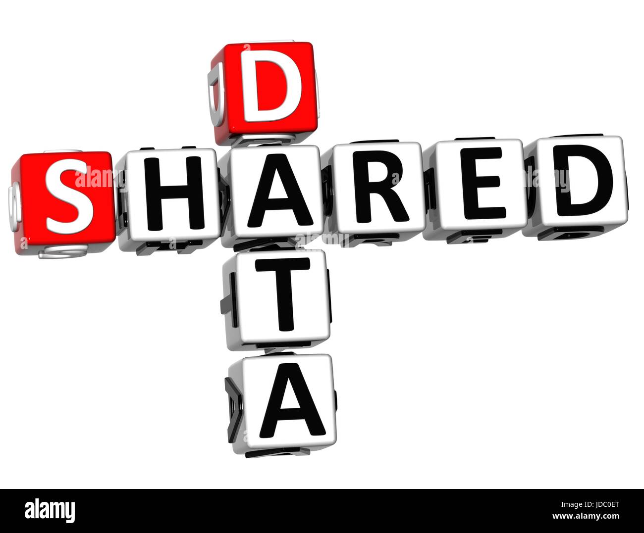 3D freigegeben Daten Kreuzworträtsel auf weißem Hintergrund Stockfoto