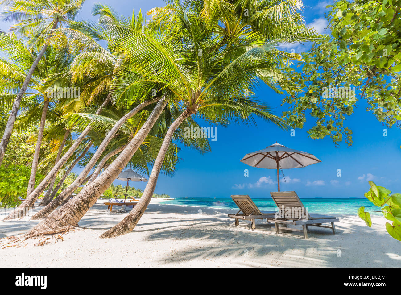 Schöner Strand Landschaft. Sommer-Urlaub und Ferien-Konzept. Inspirierende tropischen Strand. Strand Hintergrund banner Stockfoto