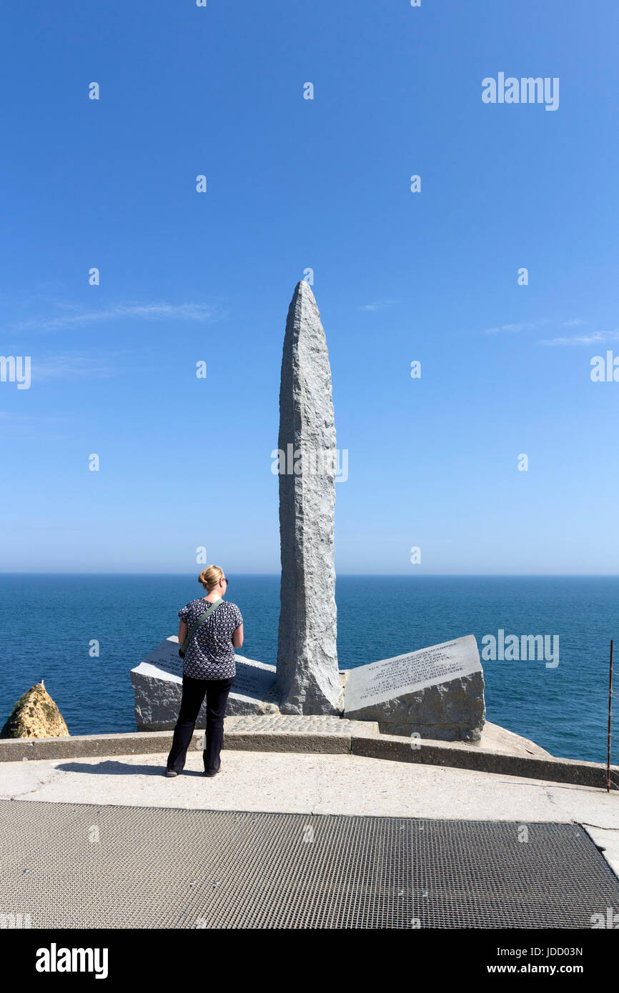Das Ranger-Denkmal auf dem Pointe Du Hoc, Normandie, Frankreich Stockfoto