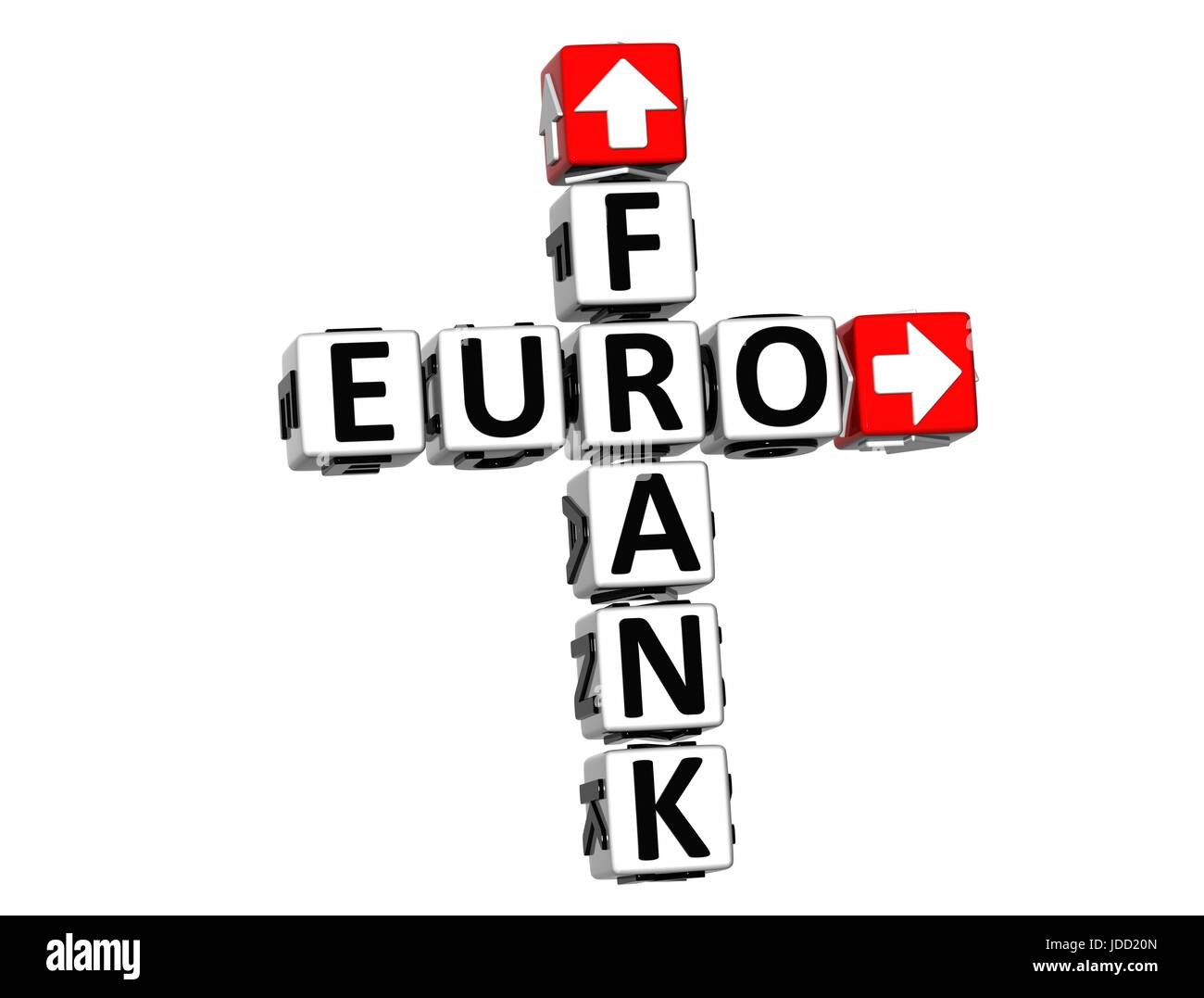 3D Frank Euro Kreuzworträtsel auf weißem Hintergrund Stockfoto