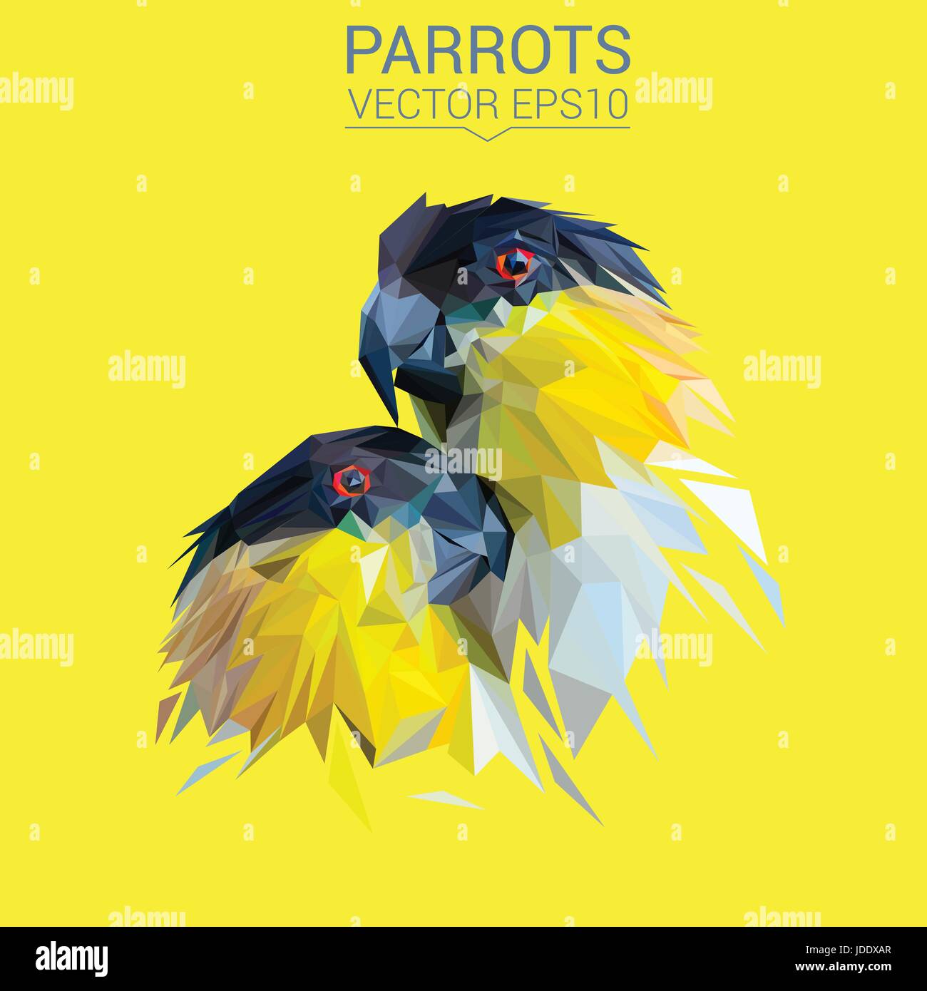 Papageien in Liebe low-Poly-Design-Vektor-Illustration. Stock Vektor