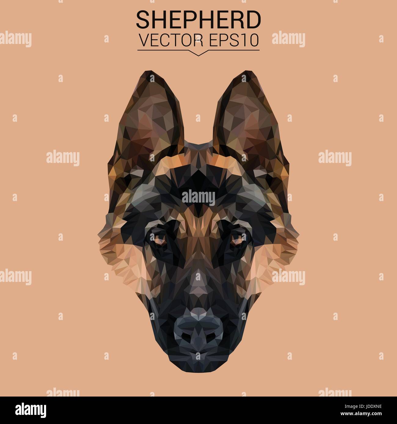 Hund-Deutscher Schäferhund-low-Poly-Design. Stock Vektor