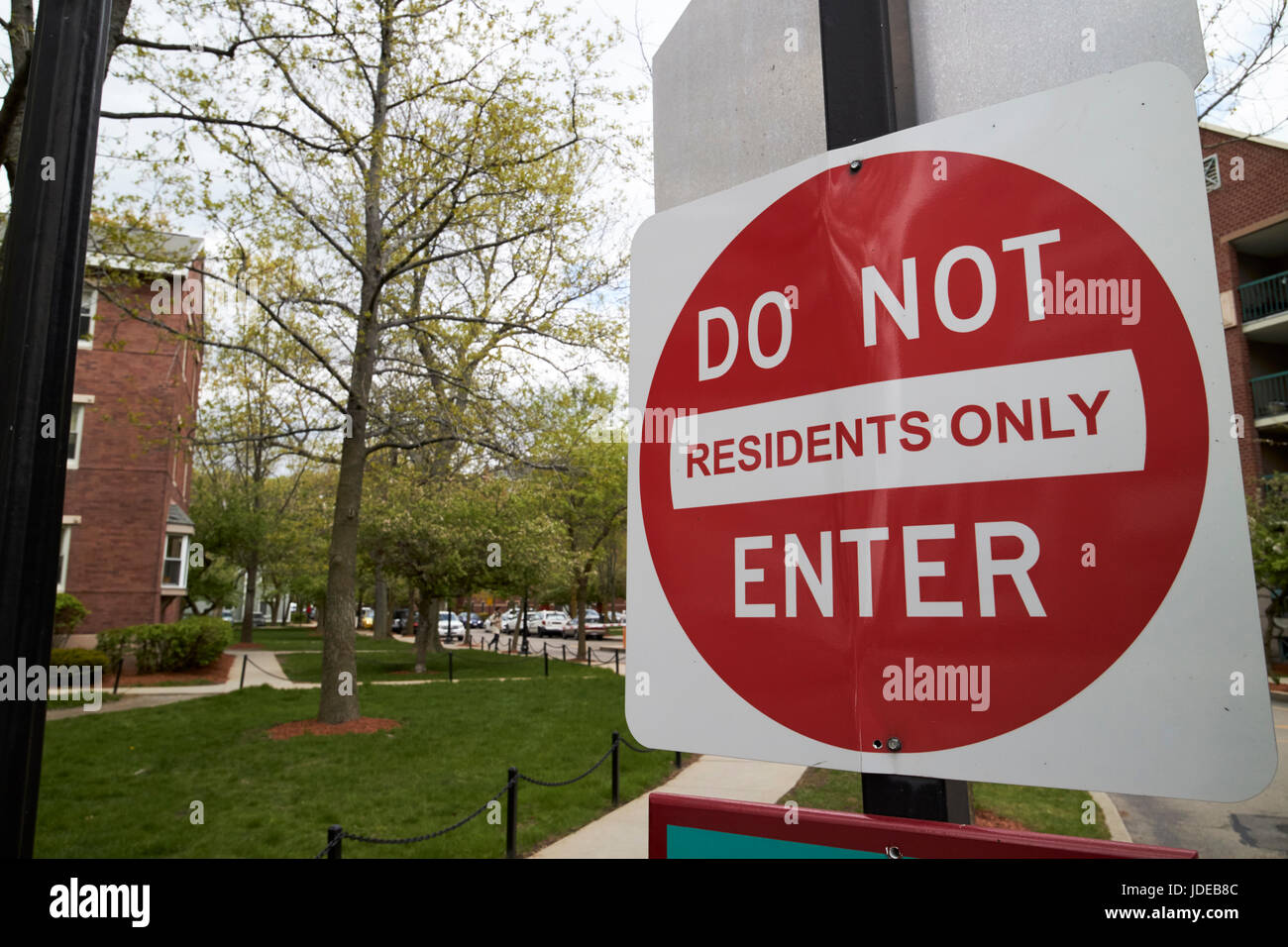 Warnung Kein Eintrag Zeichen geben Sie nicht die Bewohner nur Wohnanlage Boston USA Stockfoto