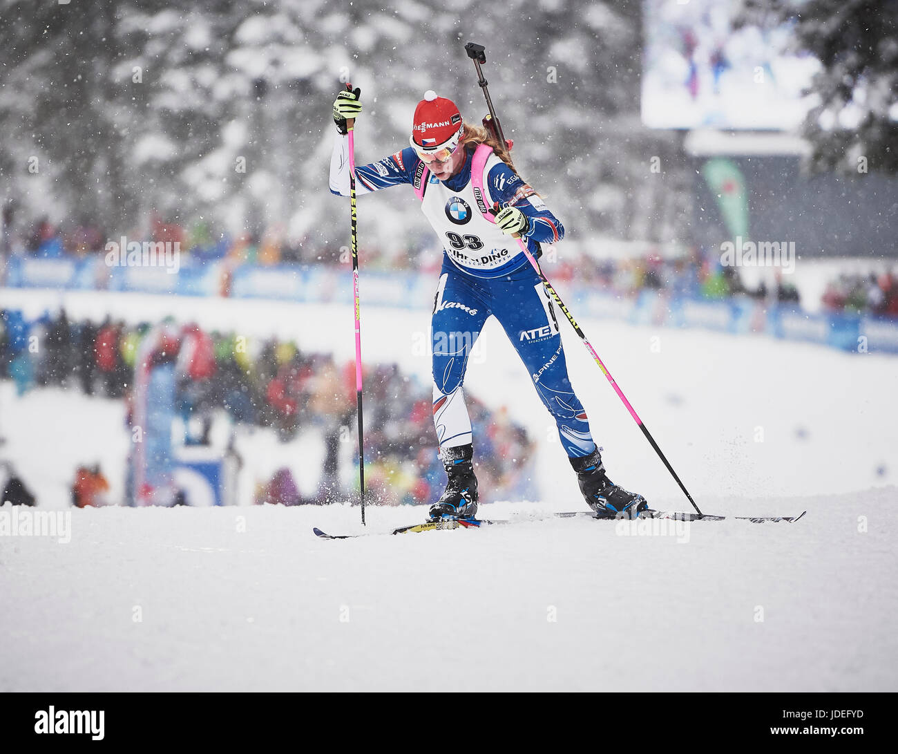 Marketa Davidova aus dem tschechischen beim BMW IBU Biathlon World Cup Ruhpolding 2017 während des Weibes Sprint-Rennen. Stockfoto