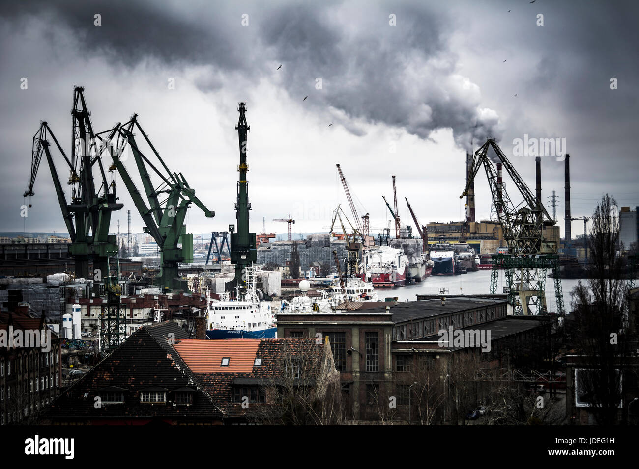 Heavy industrial-Szene auf der Danziger Werft in Polen Stockfoto