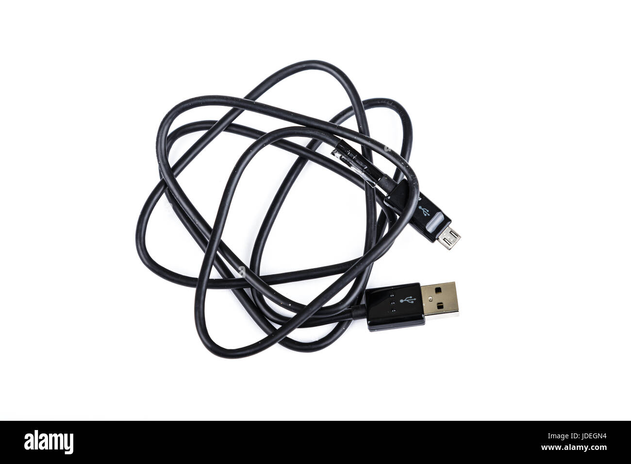 Micro-USB-Kabel auf weißen Backgroiund Stockfoto