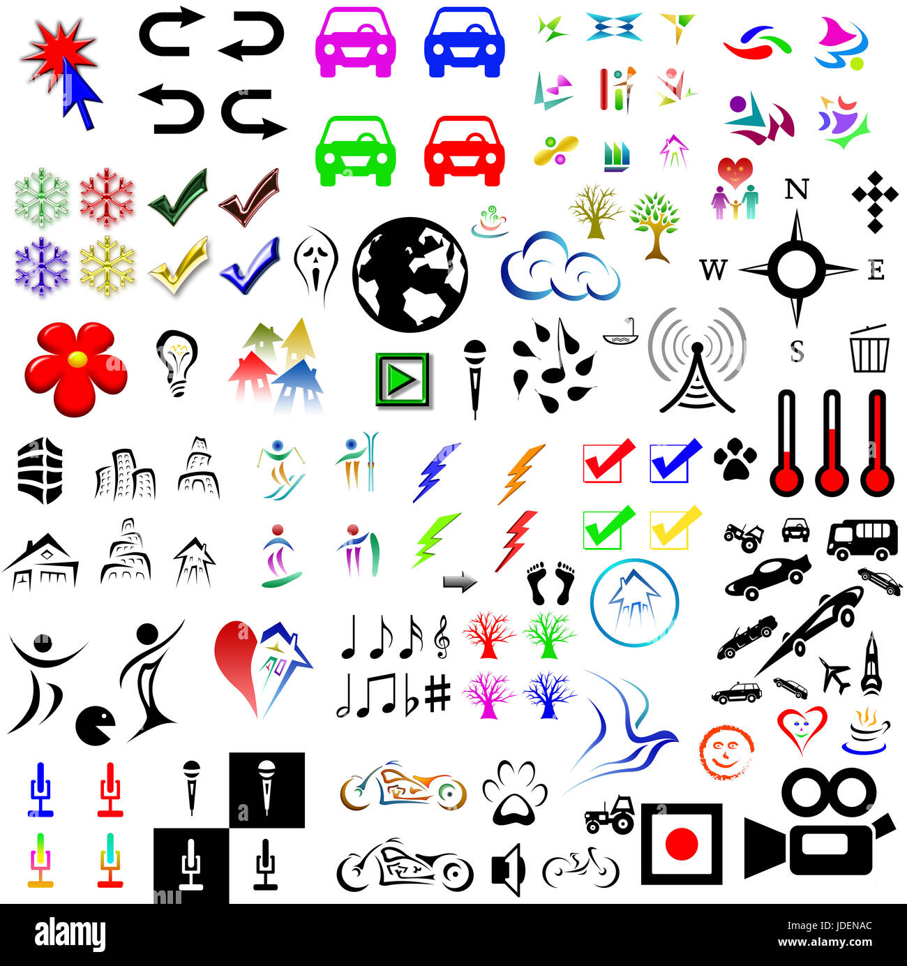 Satz von 100 Symbol und Symbole Stockfoto