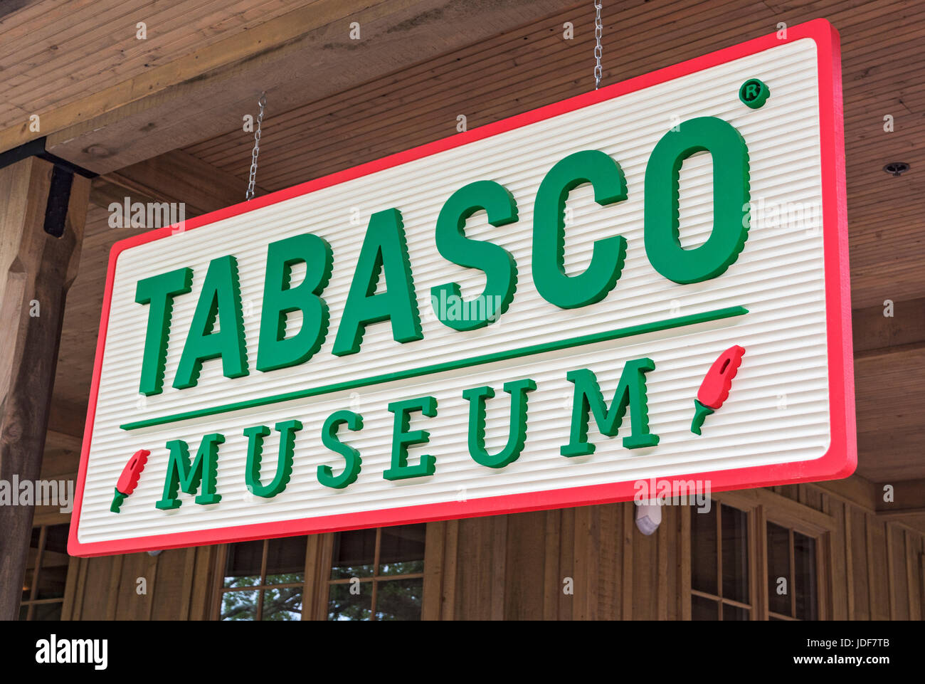 Louisiana, Avery Island, Tabasco Fabrik, Museum Zeichen Stockfoto
