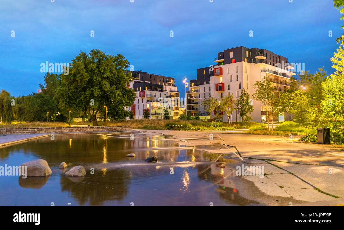 Brunnen auf dem Platz de Vologda in Straßburg, Frankreich Stockfoto