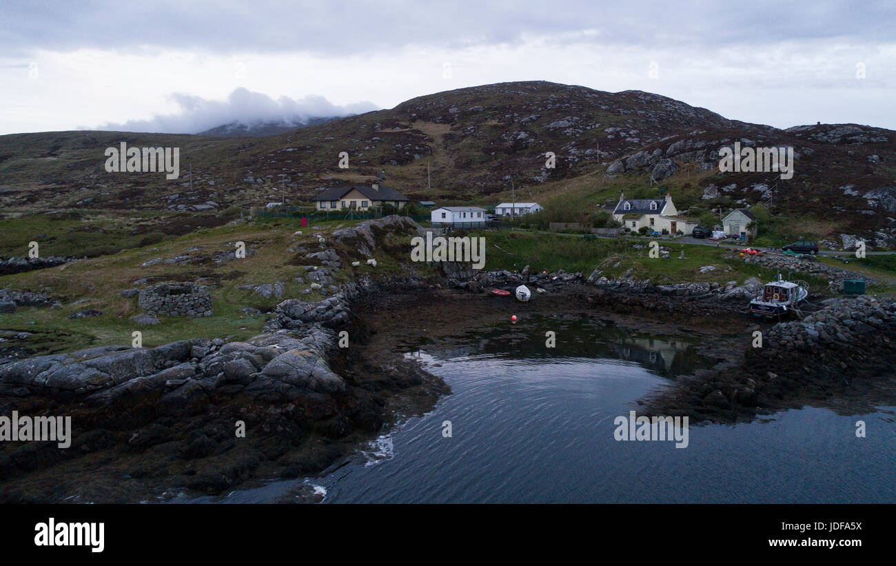 Luftaufnahme des Loch Eynort, South Uist, äußeren Hebriden Stockfoto