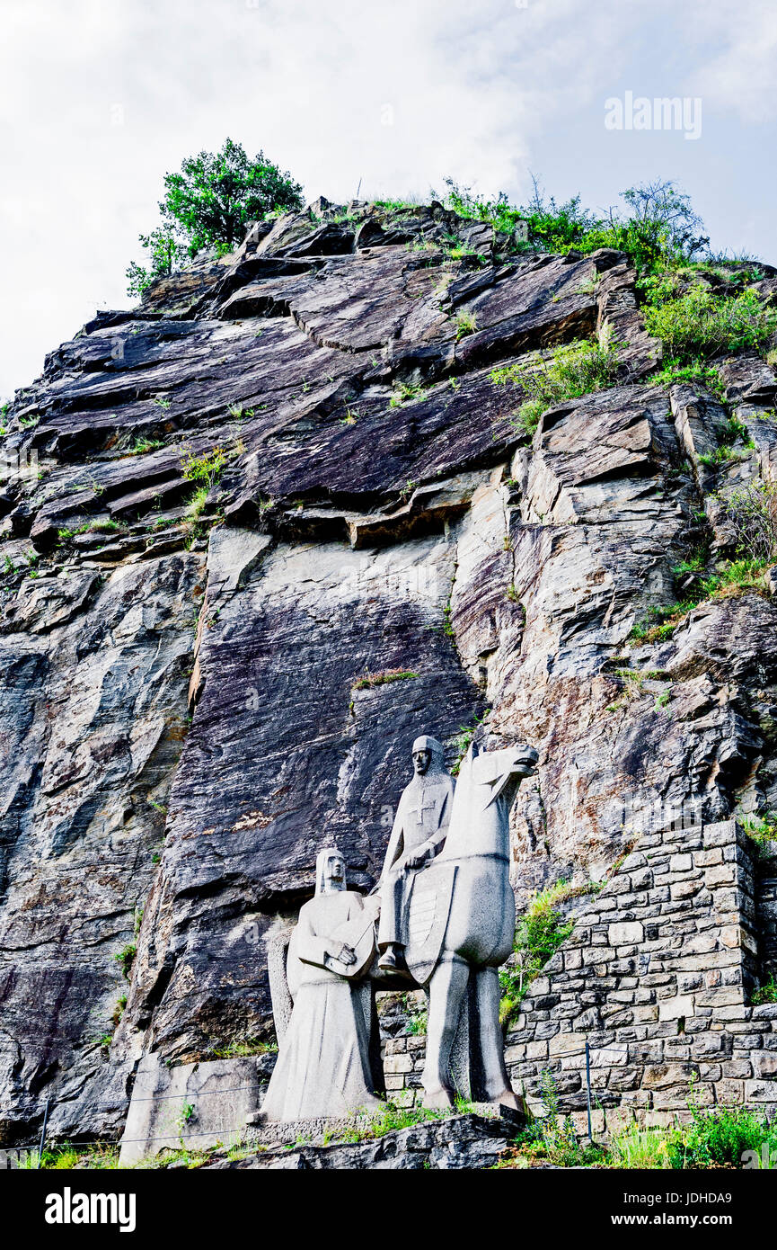 Denkmal von Richard Lionheart in der Nähe von Dürnstein, Wachau, Österreich; Denkmal von Richard Löwenherz Nahe Dürnstein Stockfoto