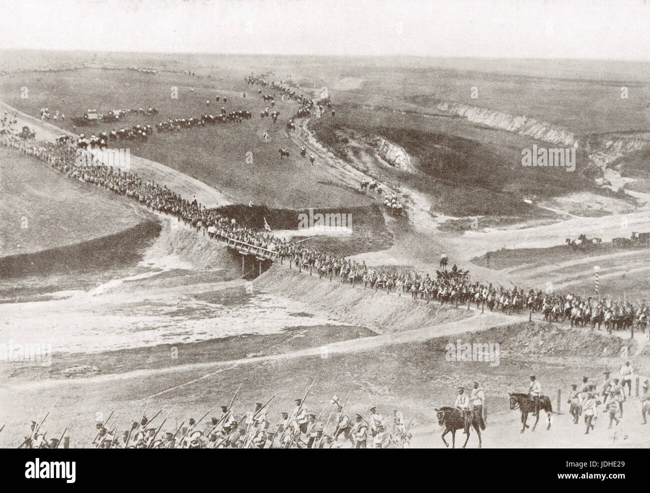Russische Armee auf dem Marsch, Ostfront, WW 1 1914 Stockfoto