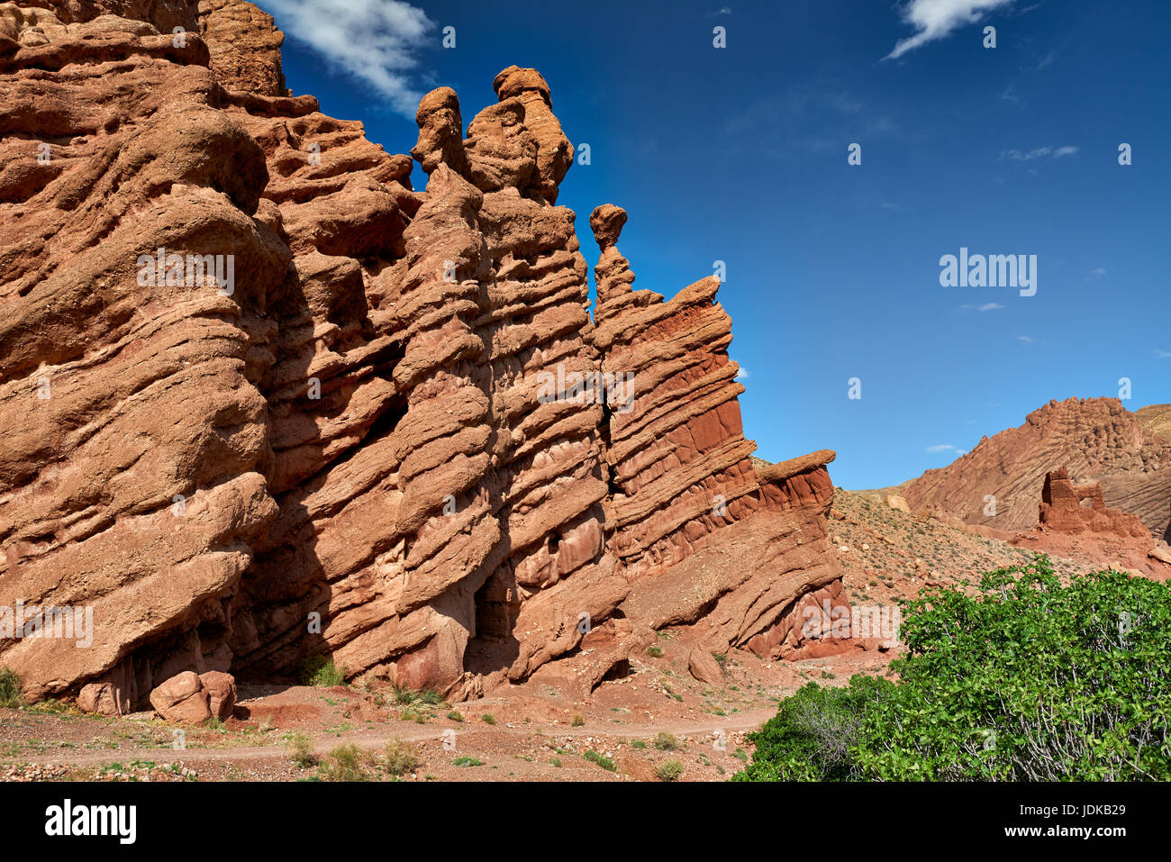 Affe Finger, spektakulären roten Kalkstein Felsformation, Landschaft in der Nähe von Ait Ouglif und Gorges de Dades, Marokko, Afrika Stockfoto
