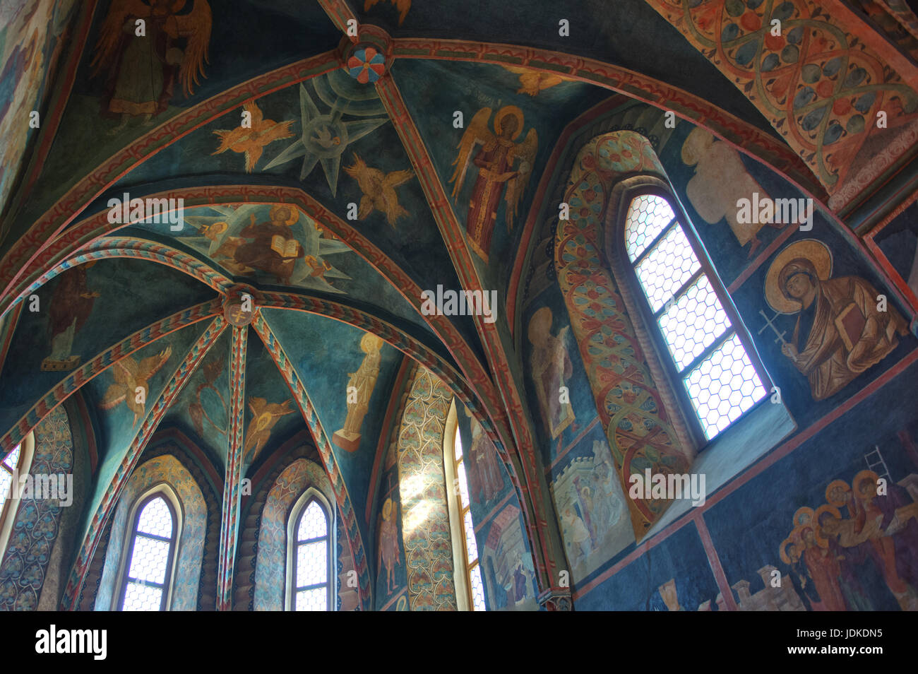 Innenraum der Kapelle der Heiligen Dreifaltigkeit, oder Schloss Kapelle, in Lublin Burg. Stockfoto