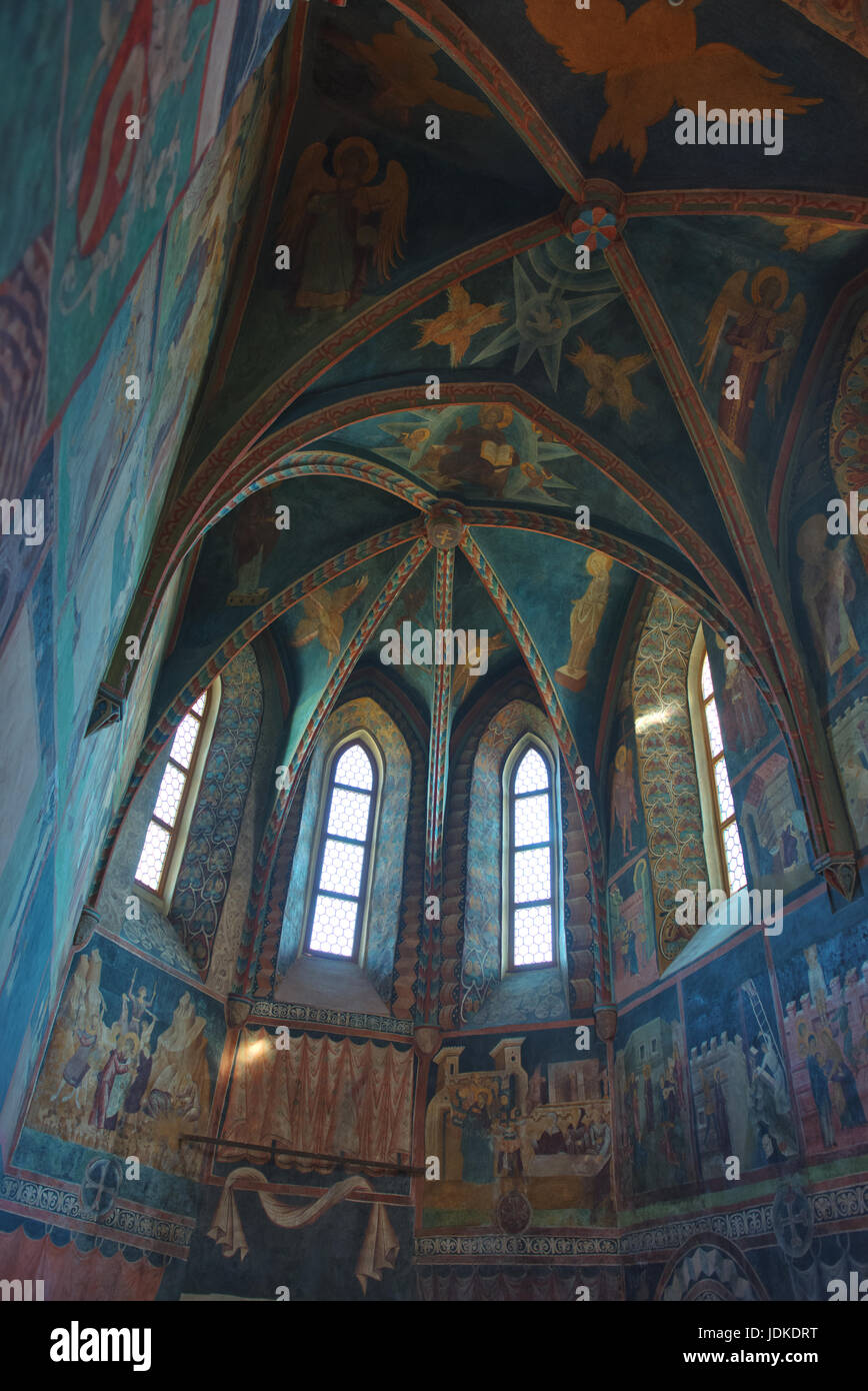 Innenraum der Kapelle der Heiligen Dreifaltigkeit, oder Schloss Kapelle, in Lublin Burg. Stockfoto