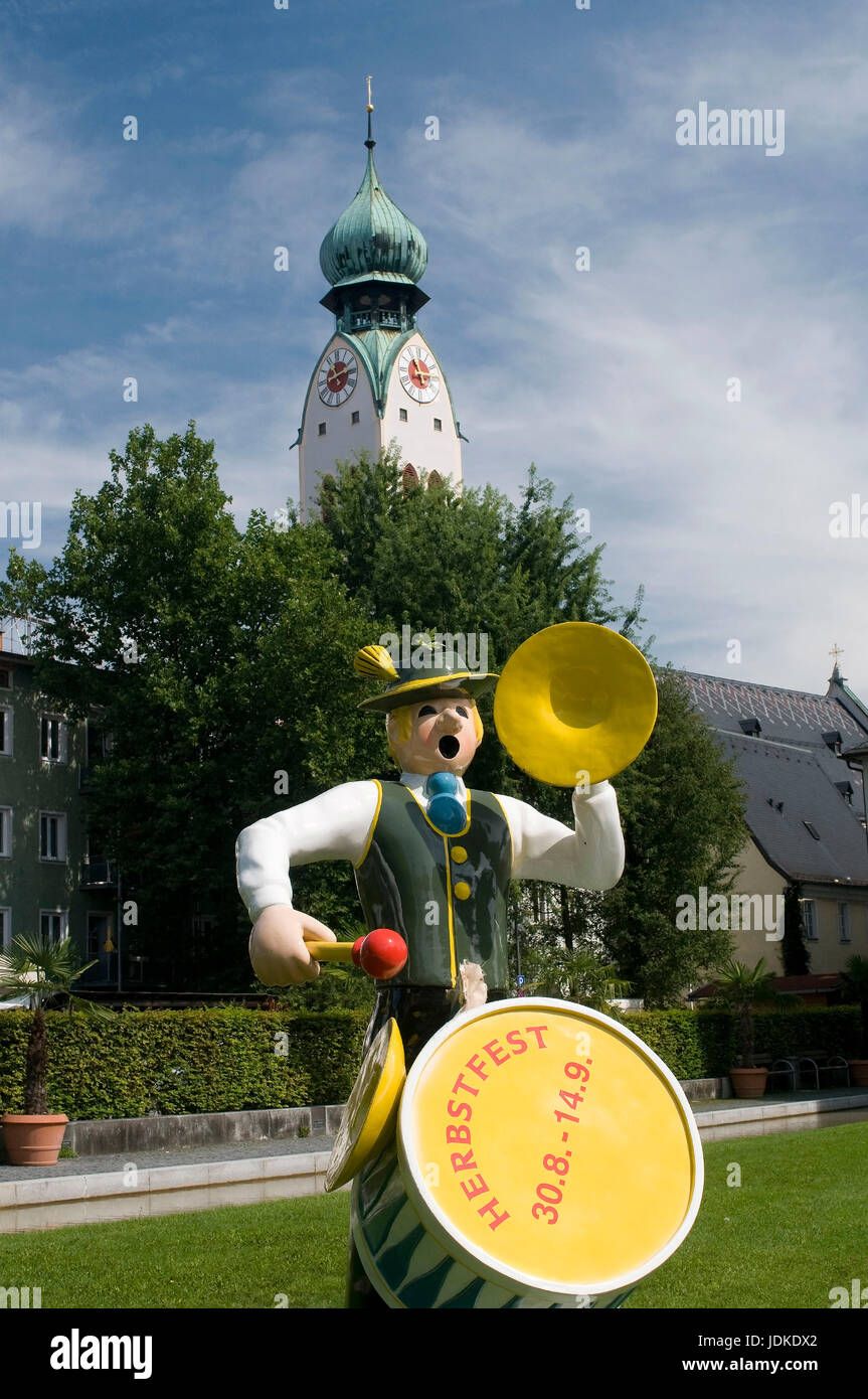 Europa, Deutschland, Bayern, Rosenheim, Turm der katholischen Pfarrei Kirche Sankt Nikolaus, Europa, Deutschland, Bayern, Turm der Katholischen Pfarrkir Stockfoto