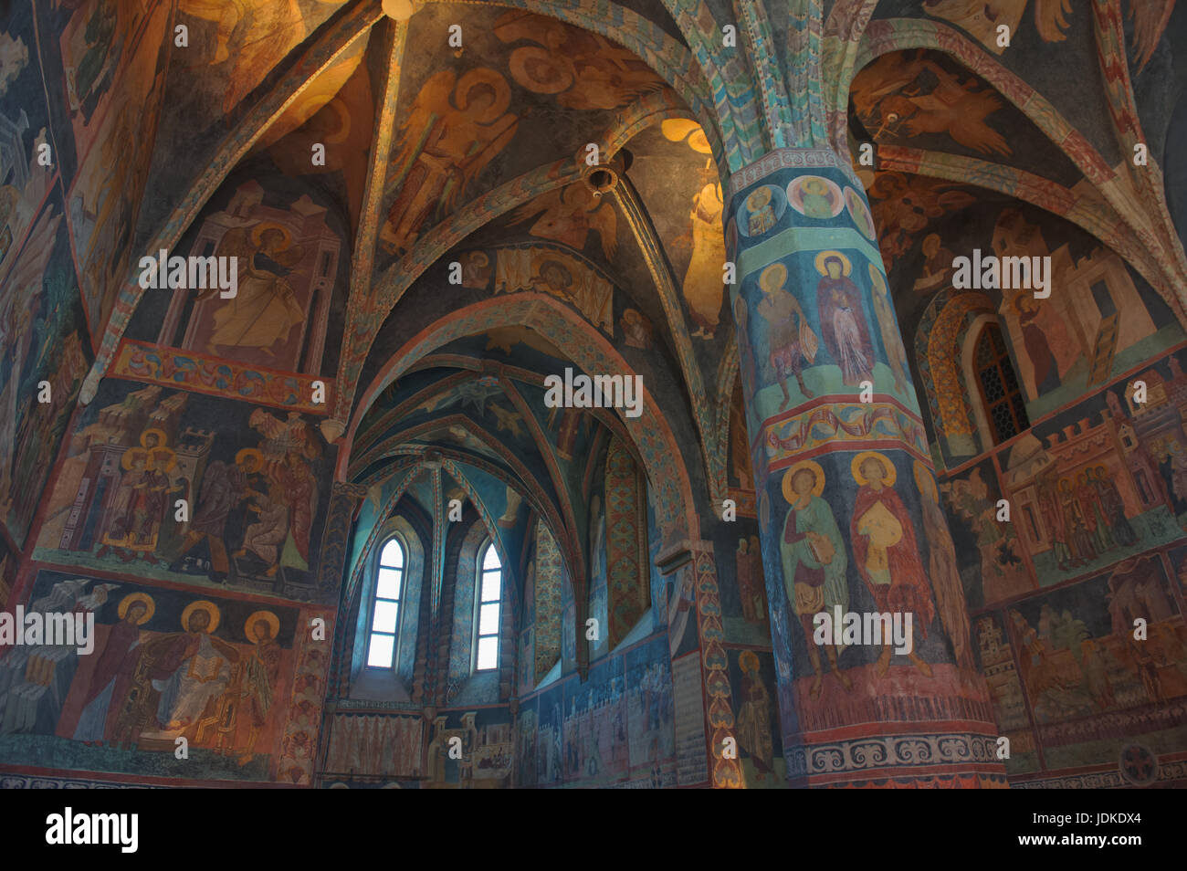 Innenraum der Kapelle der Heiligen Dreifaltigkeit, oder Schloss Kapelle, in Lublin Burg. Stockfoto