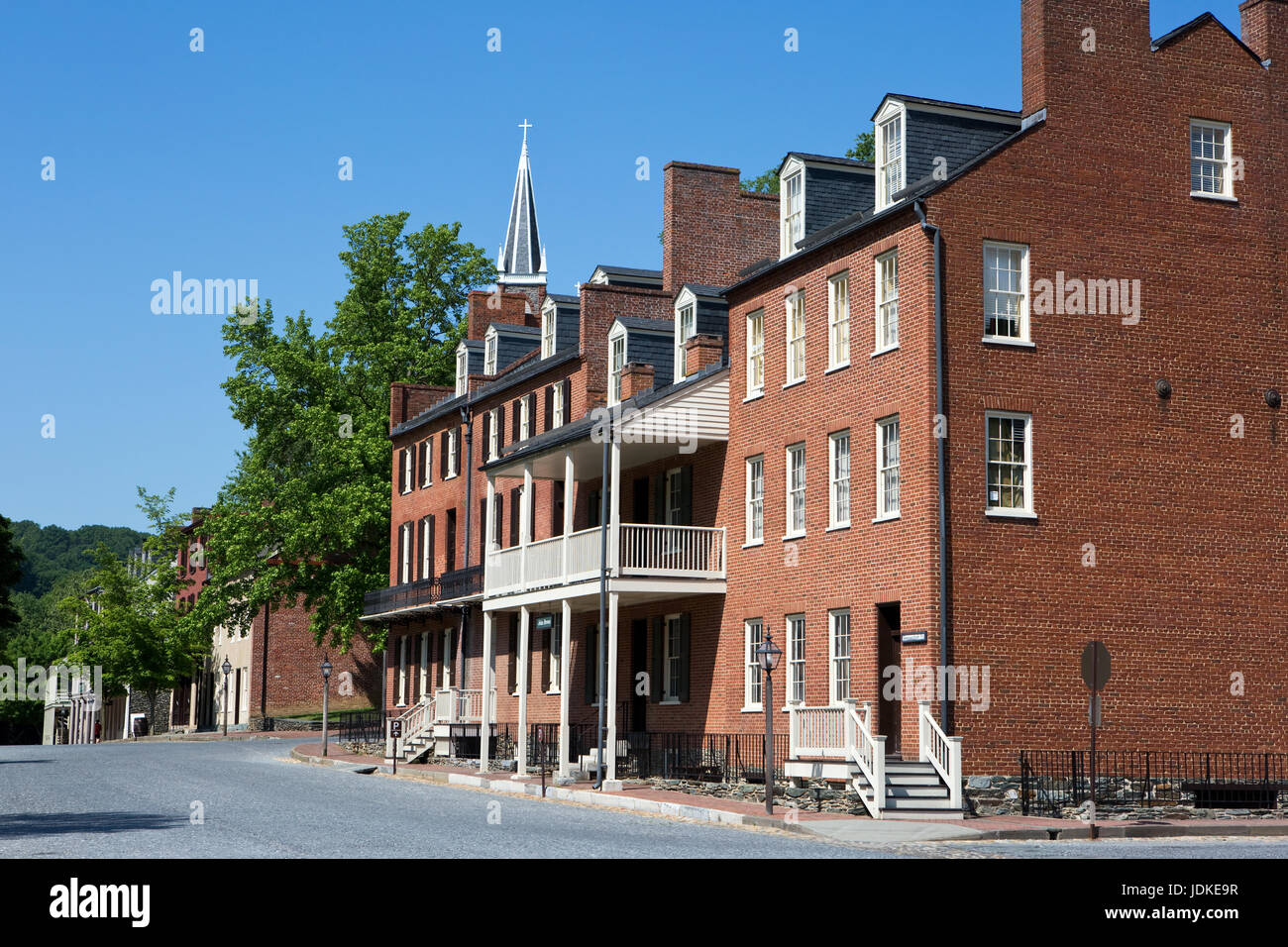 John Brown Museum und umliegenden Ladenfronten in Harpers Ferry National Historical Park, Harpers Ferry, West Virginia, sind im Besitz und betrieben von der Stockfoto
