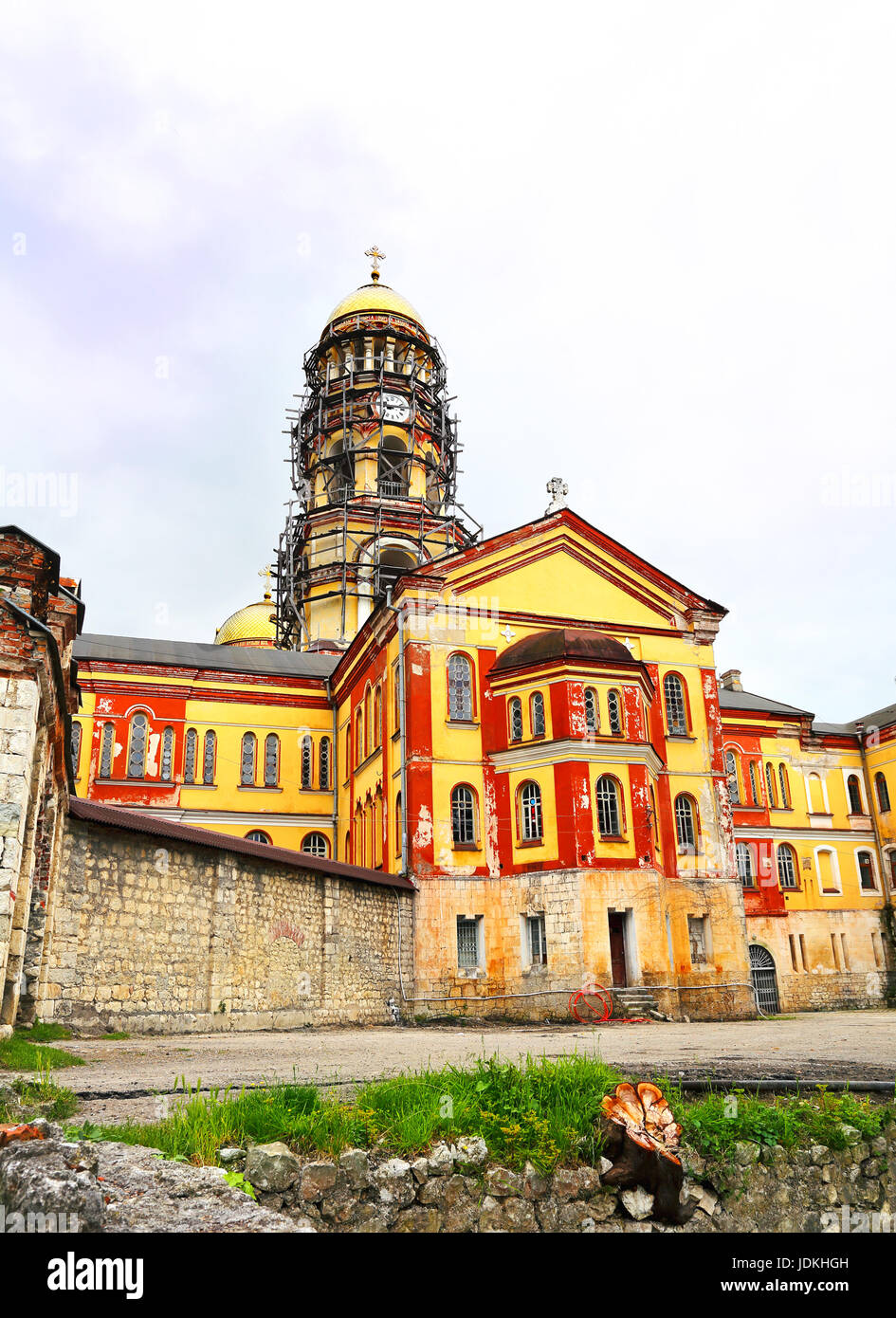 Tempel der orthodoxe Athos Kloster des neunzehnten Jahrhunderts auf Wiederherstellung Stockfoto