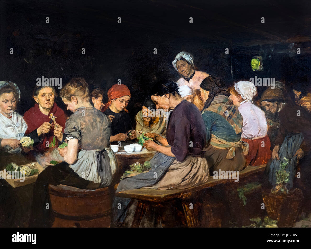 Max Liebermann-Malerei. Die Canning-Fabrik (Die Konservenmacherinnen) von Max Liebermann (1847-1935), 1880 Stockfoto