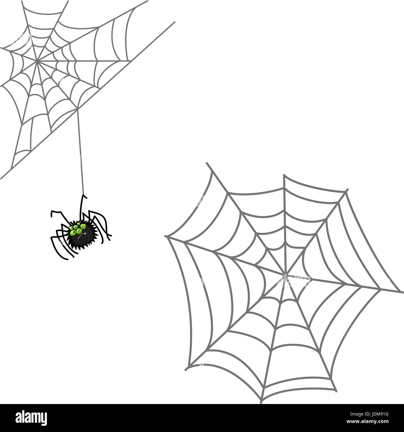 Spinne und Web. Halloween-Symbol isoliert auf weißem Hintergrund Stock Vektor