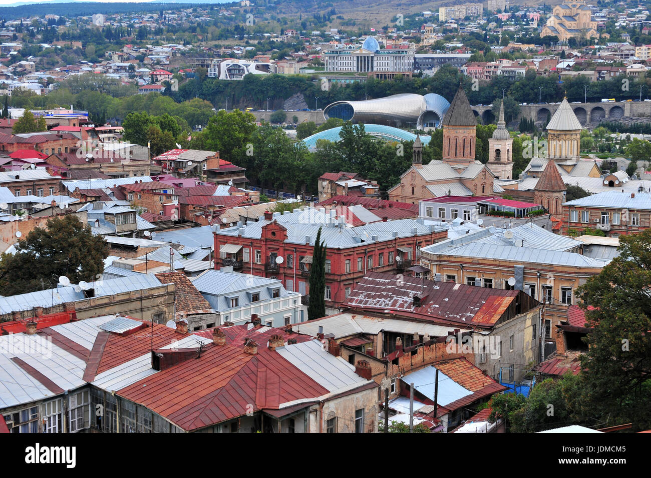 Draufsicht der Tbilisi Stadtzentrum, Hauptstadt von Georgia Stockfoto