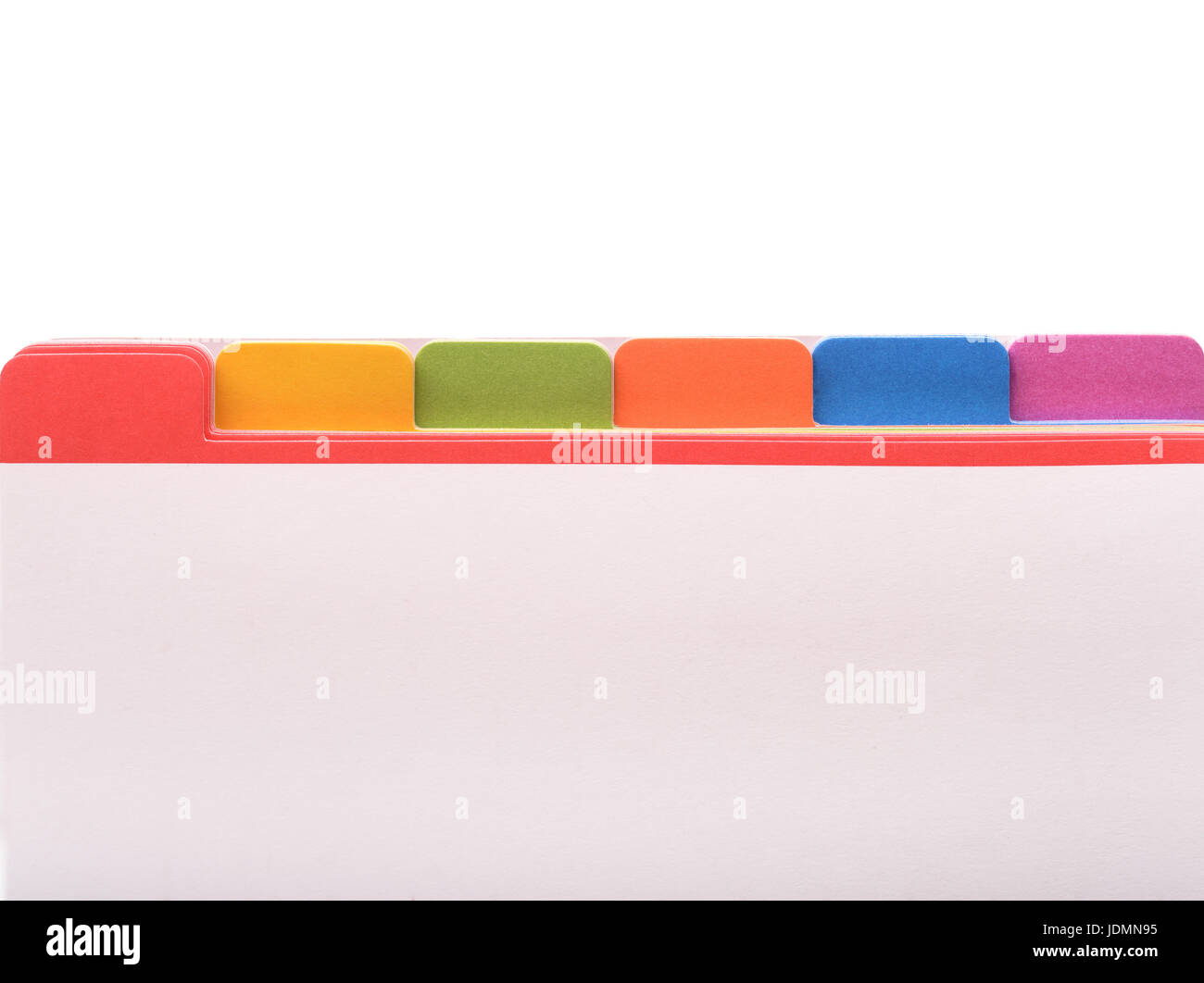 Dateiordner mit Farbmarkierungen und Leerzeichen Stockfoto