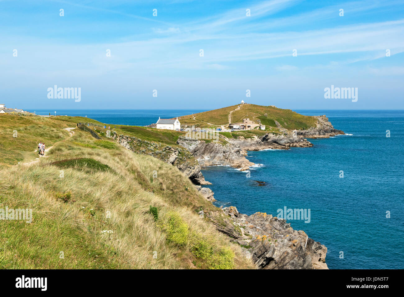 Towan Landzunge kornischen Küste Newquay, Cornwall, England, uk Stockfoto