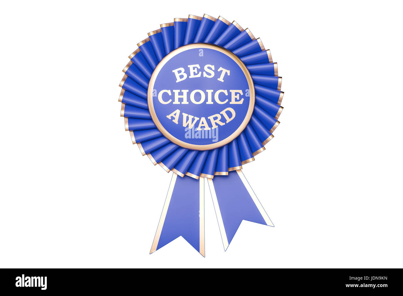 Best Choice Award, Preis, Medaille oder Abzeichen mit Bändern. 3D-Rendering isoliert auf weißem Hintergrund Stockfoto