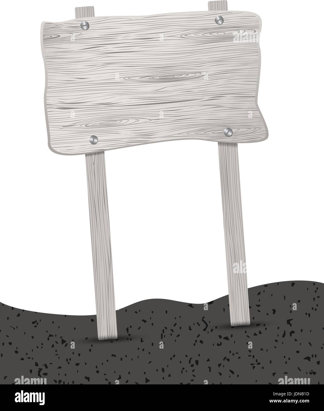 Alten grau verwittert Holzschild, eingebettet in die gound Stock Vektor