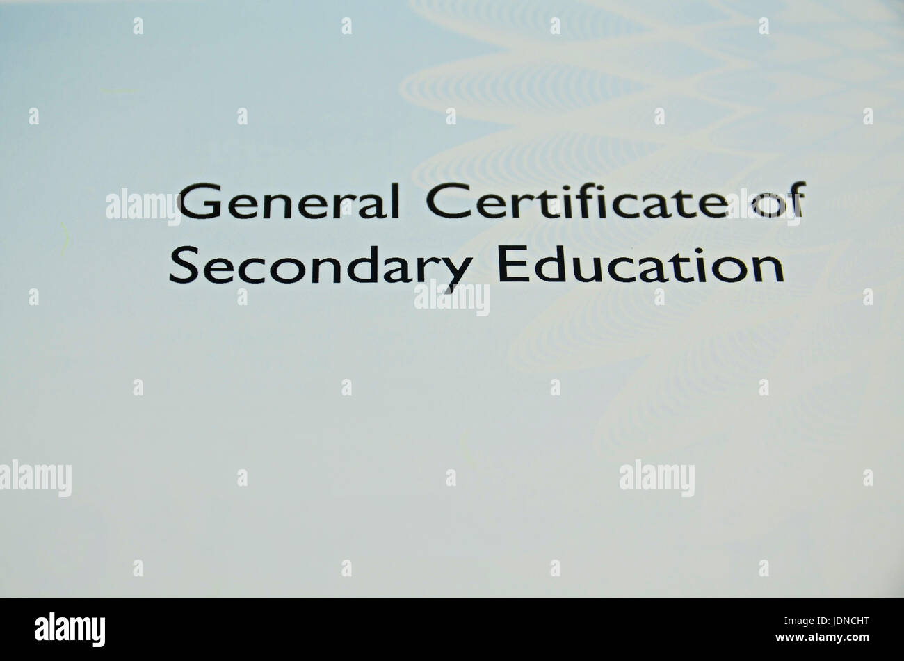 General Certificate of Secondary Education Stockfoto