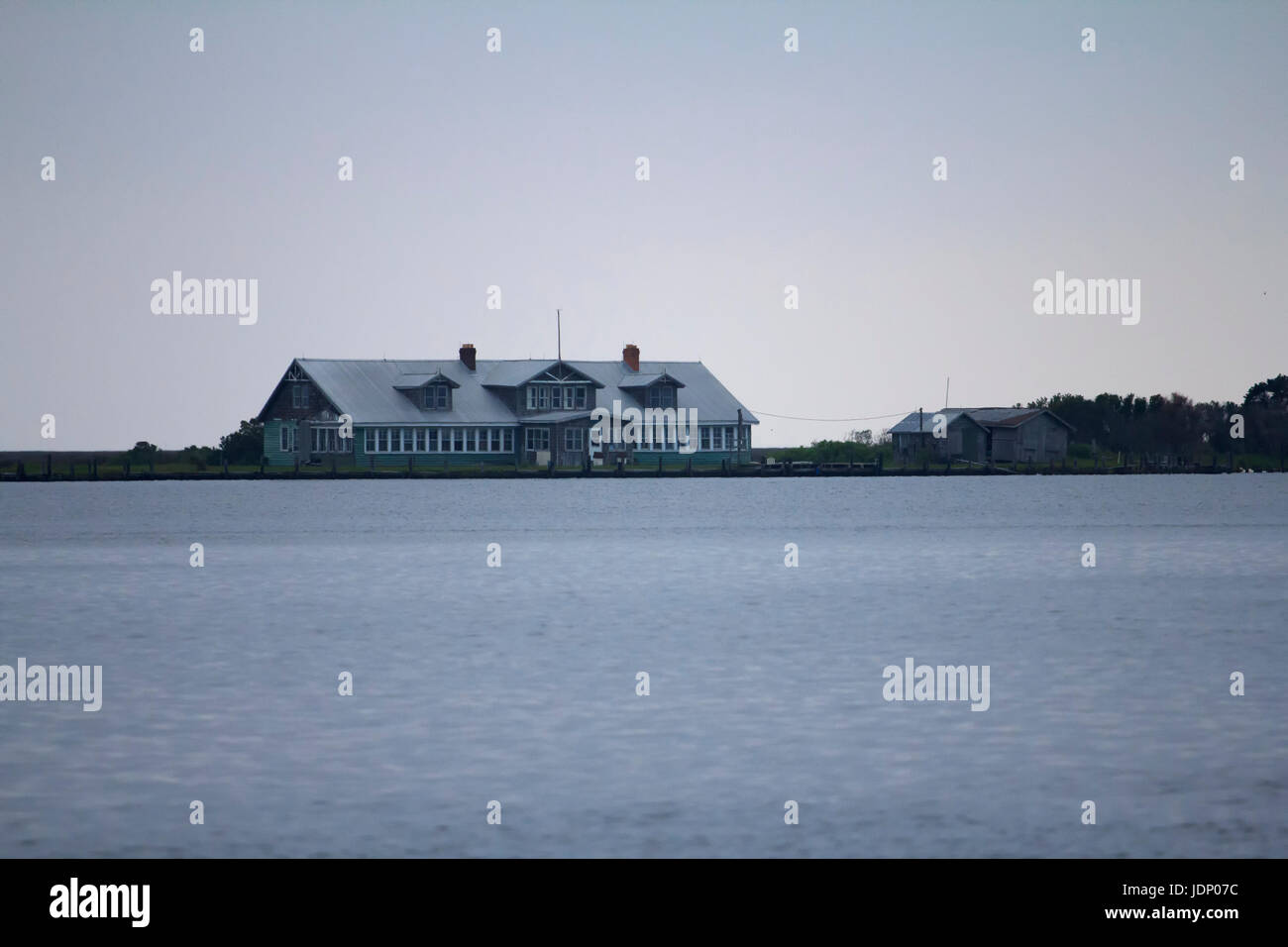 Angeln und Jagd-Lodge auf der Insel im Pamlico Sound Outer Banks North Carolina Stockfoto