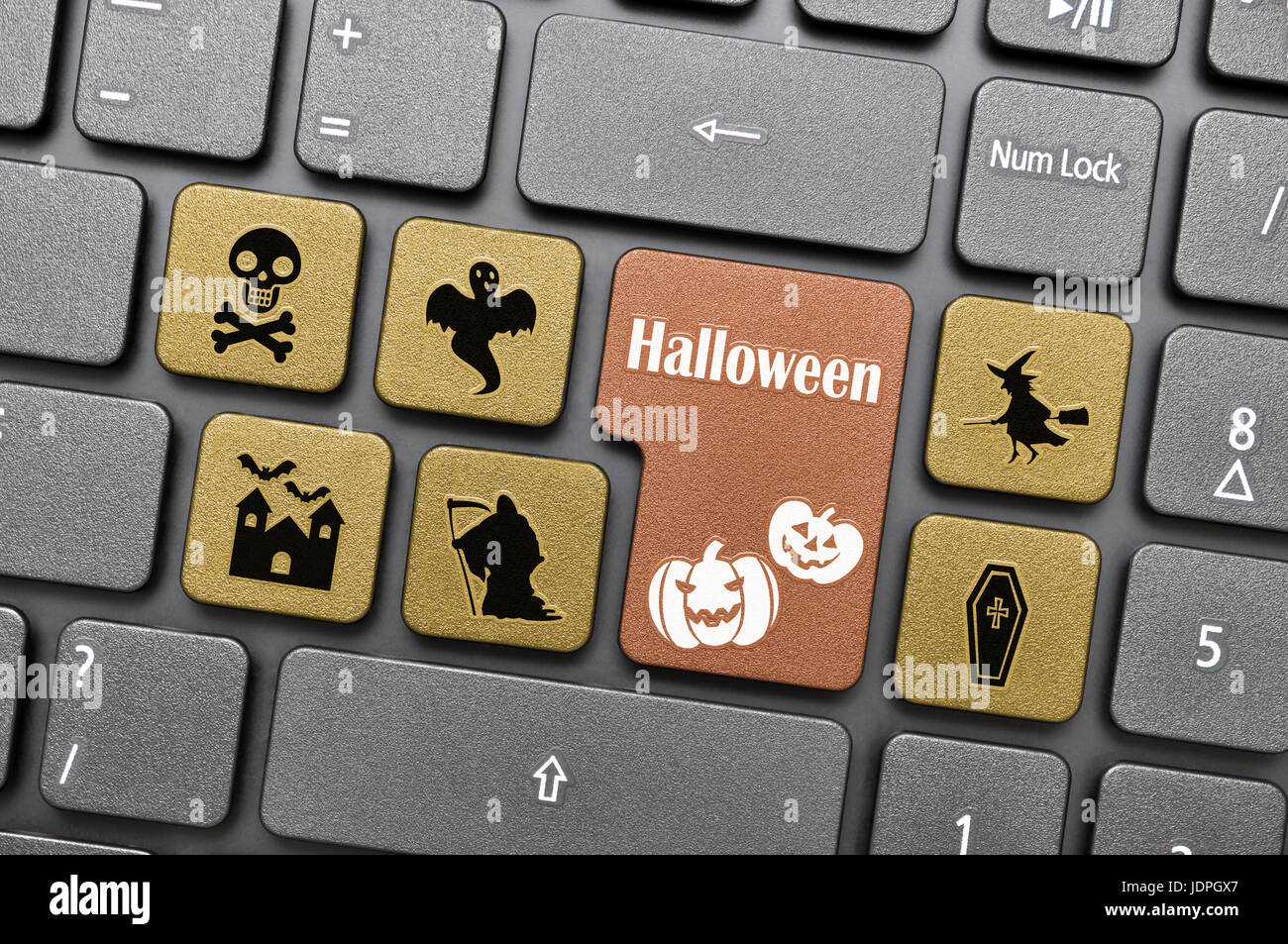 Braun Halloween-Taste auf der Tastatur Stockfoto