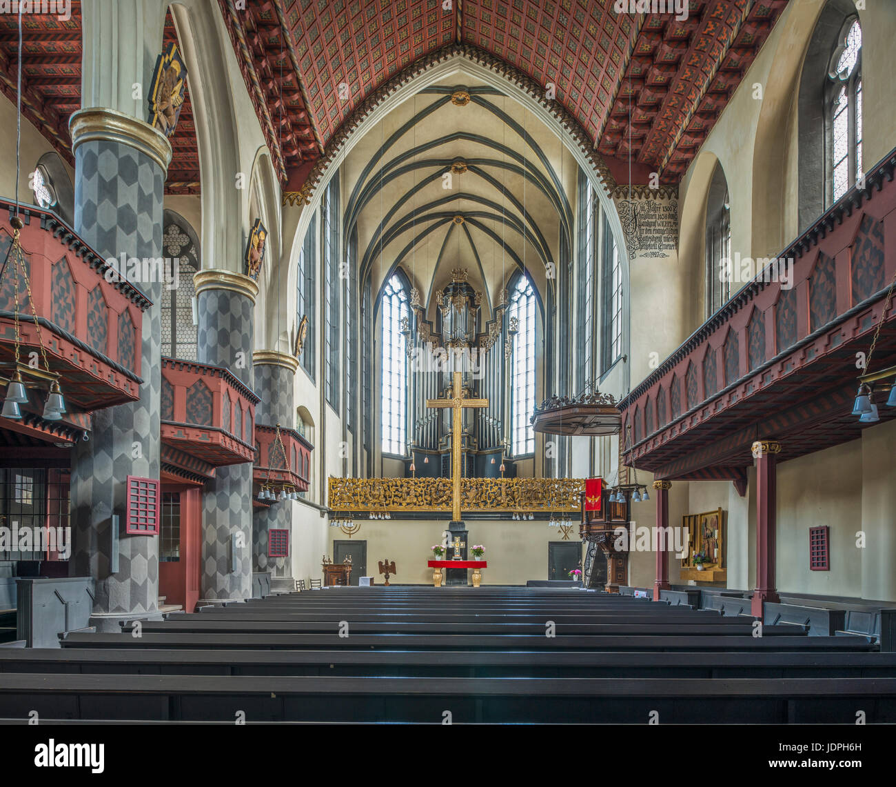 Evangelische Universitätskirche, Ort der Reformation, Interieur, Marburg, Hessen, Deutschland Stockfoto