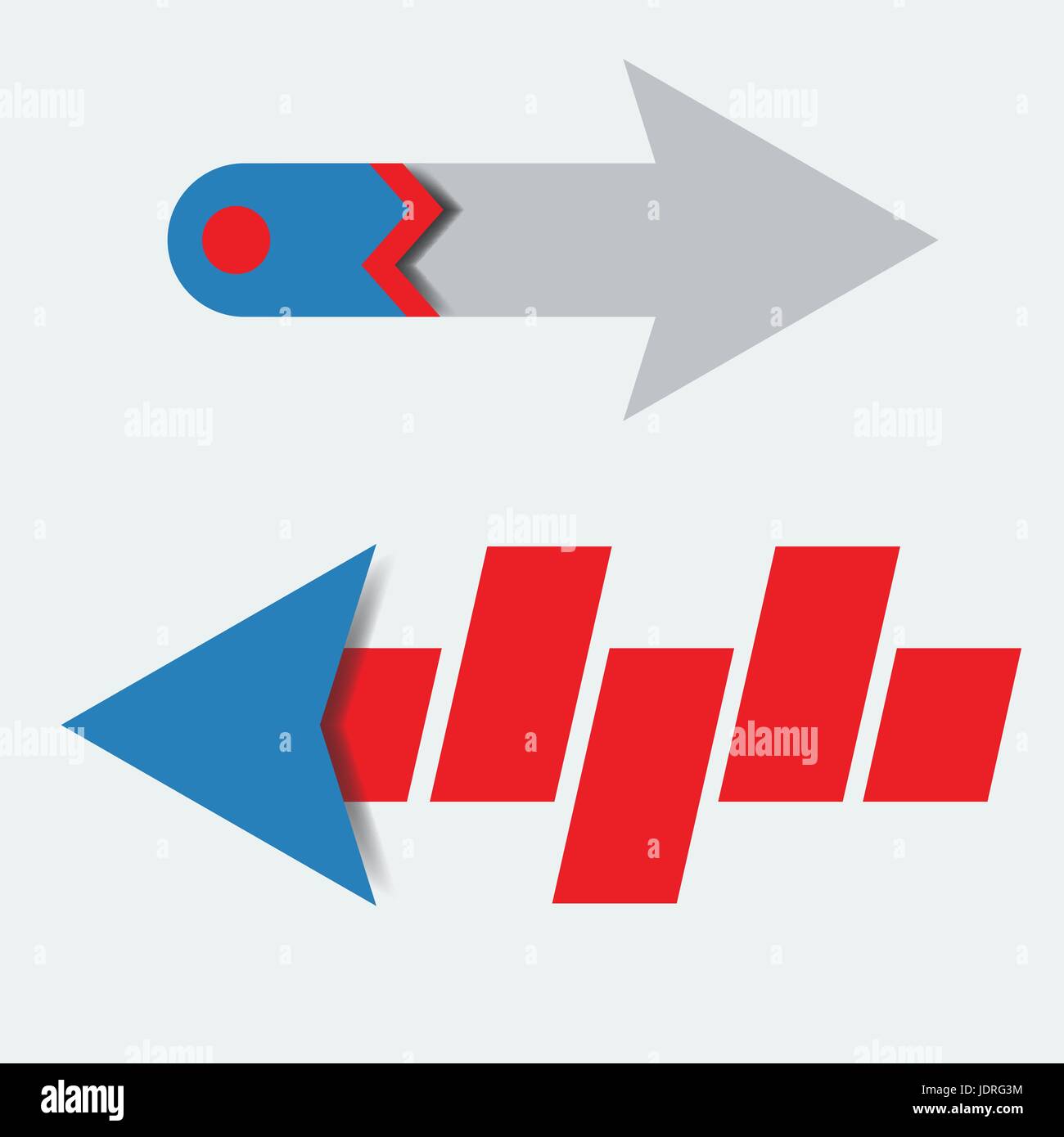 Kreative Pfeil Vektor 3d Button-Symbol oder das Symbol. Stock Vektor